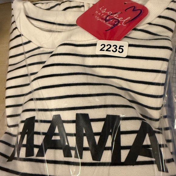 Women's Tie Waist Maternity Sweatshirt - Isabel Maternity -White/Black. Large - Picture 6 of 11